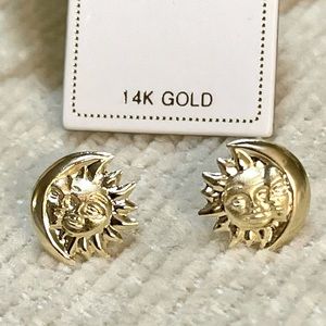 Solid Yellow Gold 14 Karat Nature Couple Sun Earring
100 %Pure